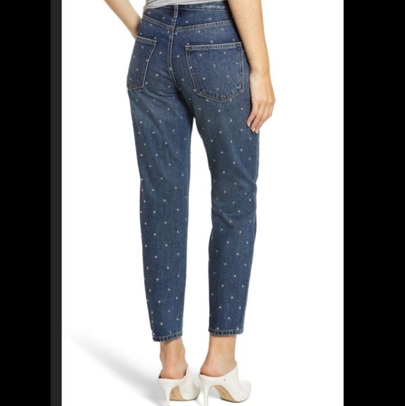 Current/Elliott Vintage Cropped Slim Jeans High Rise Studded Dark Blue 27 NWT - Picture 7 of 8